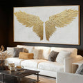 White Gold Textured Abstract Framed Wall Art 29x58 Inch
