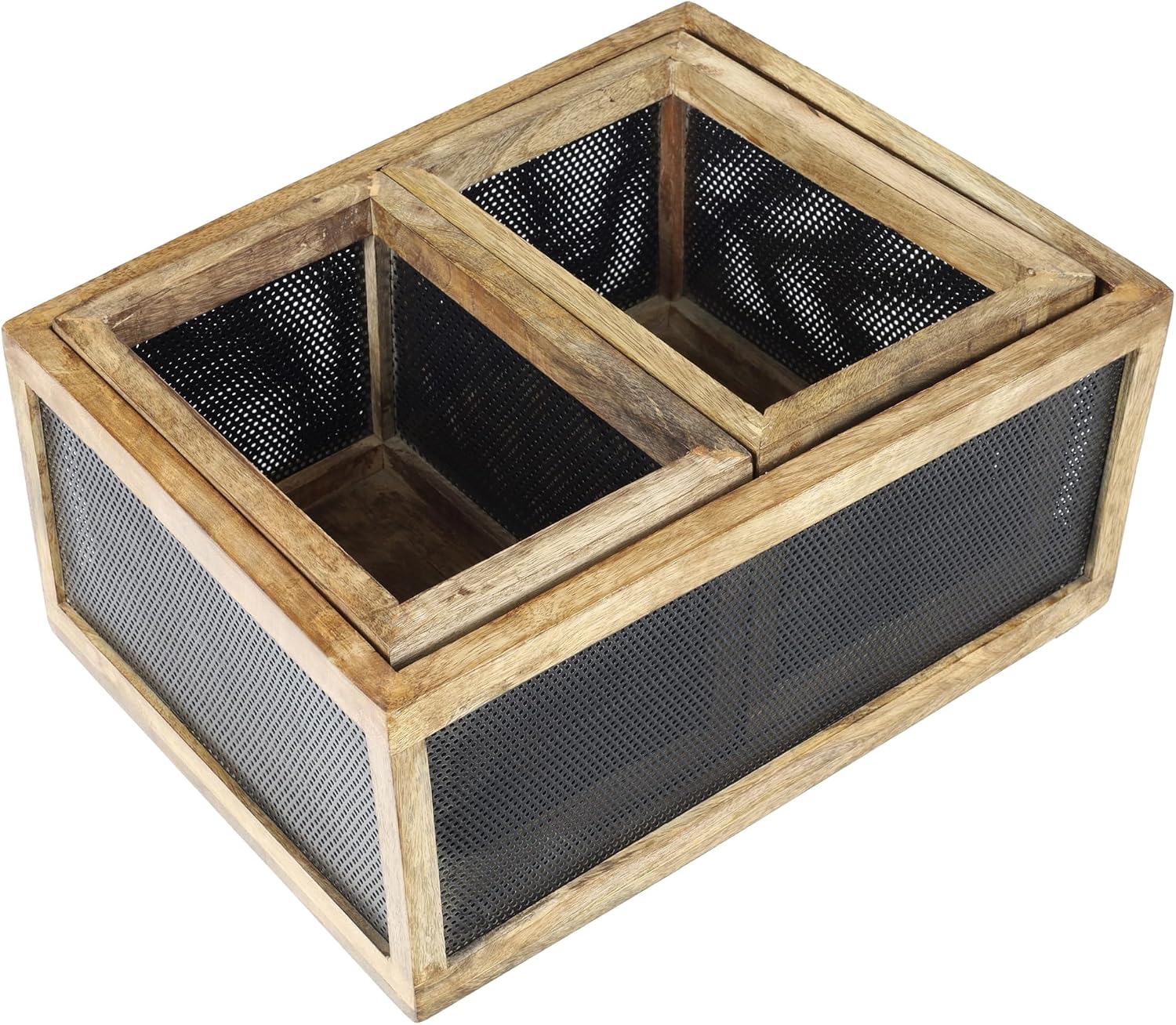 3 Pack Black Natural Mesh Nesting Storage Baskets