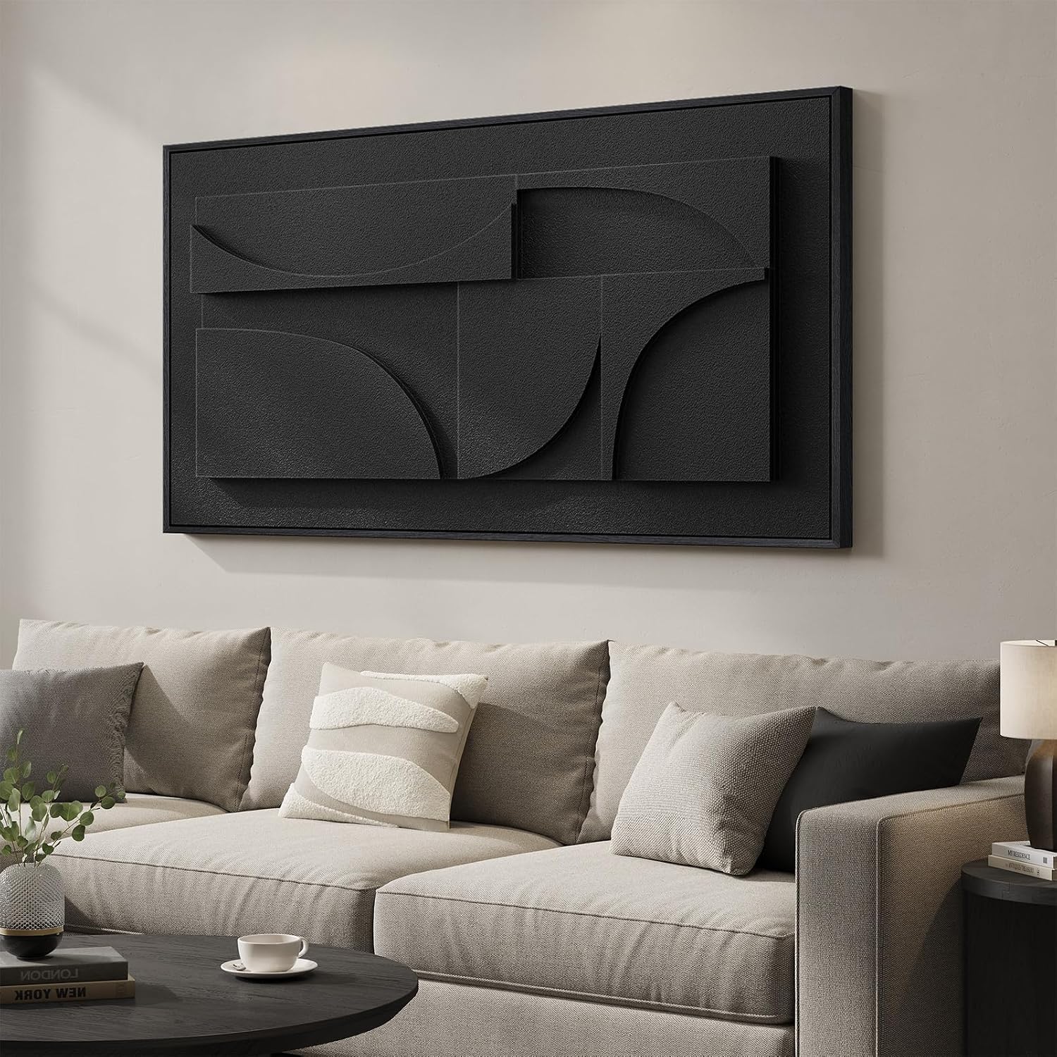Black 3D Textured Framed Wall Art