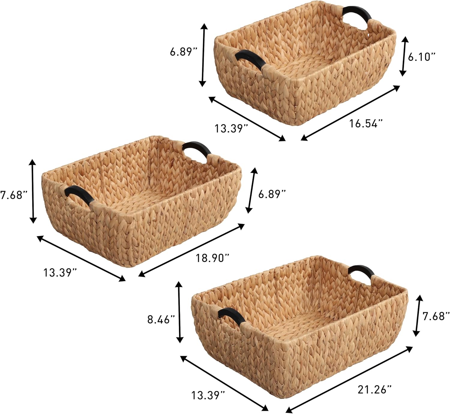 3 Pack Natural Water Hyacinth Nesting Baskets