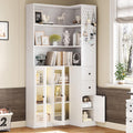 White LED Corner Bookcase with Drawers