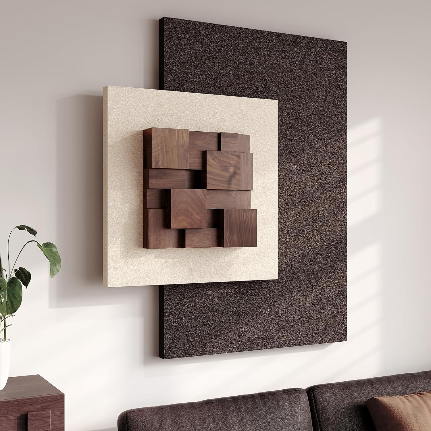 3D Wood Neutral Abstract Wall Art