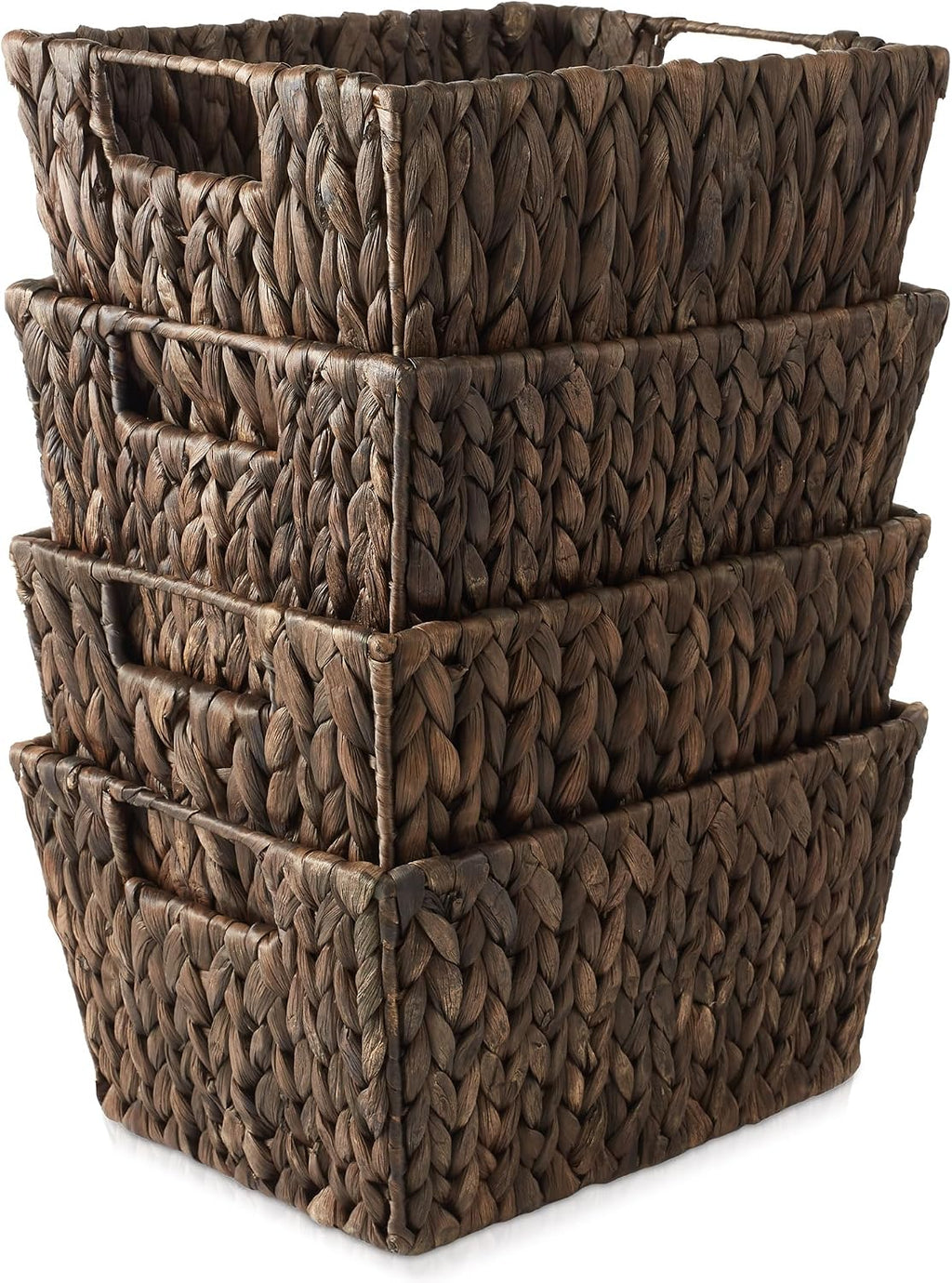 4 Pack Espresso Water Hyacinth Storage Baskets