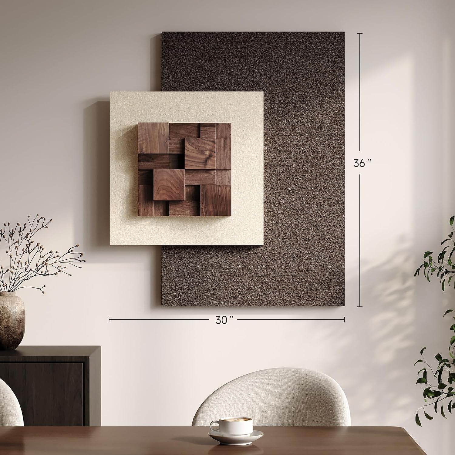 3D Wood Neutral Abstract Wall Art