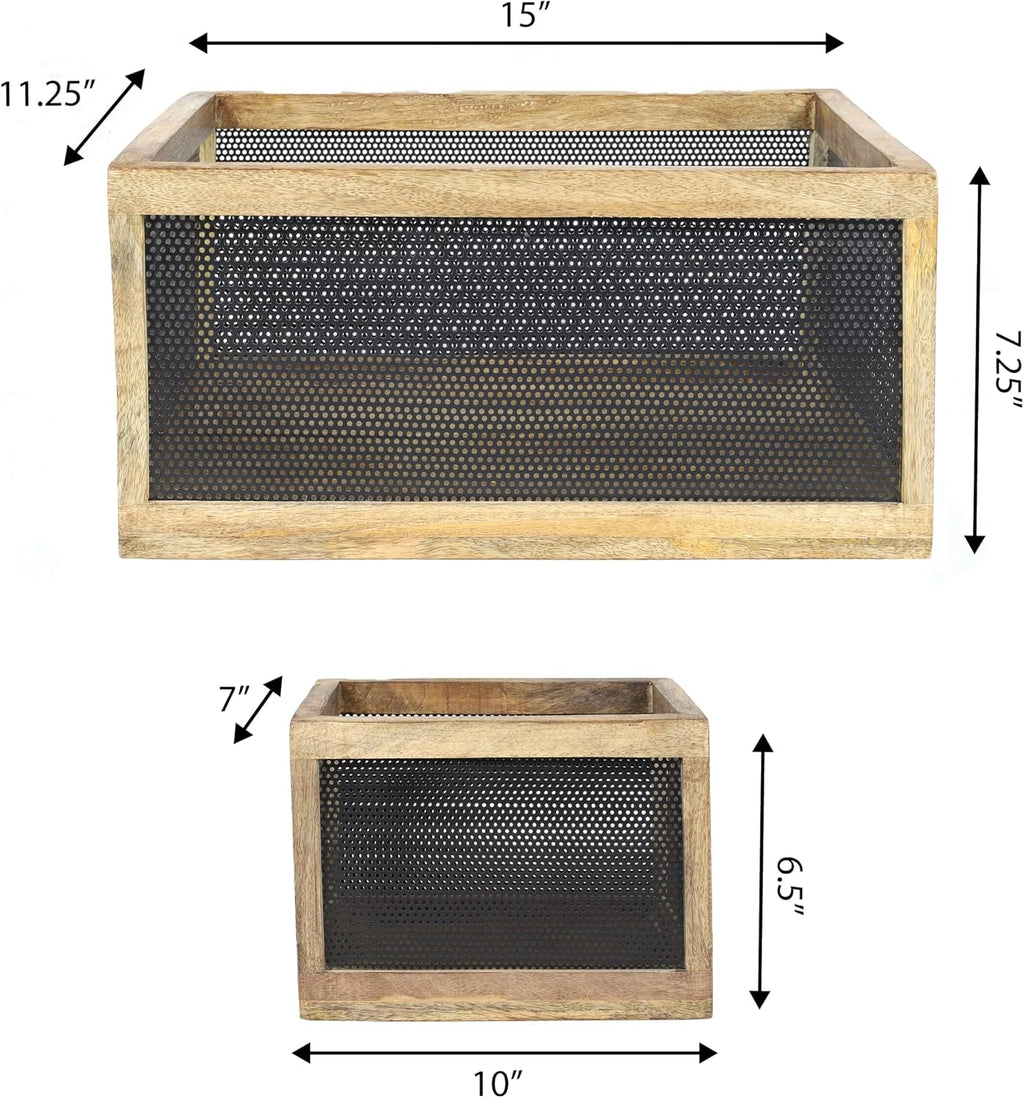 3 Pack Black Natural Mesh Nesting Storage Baskets