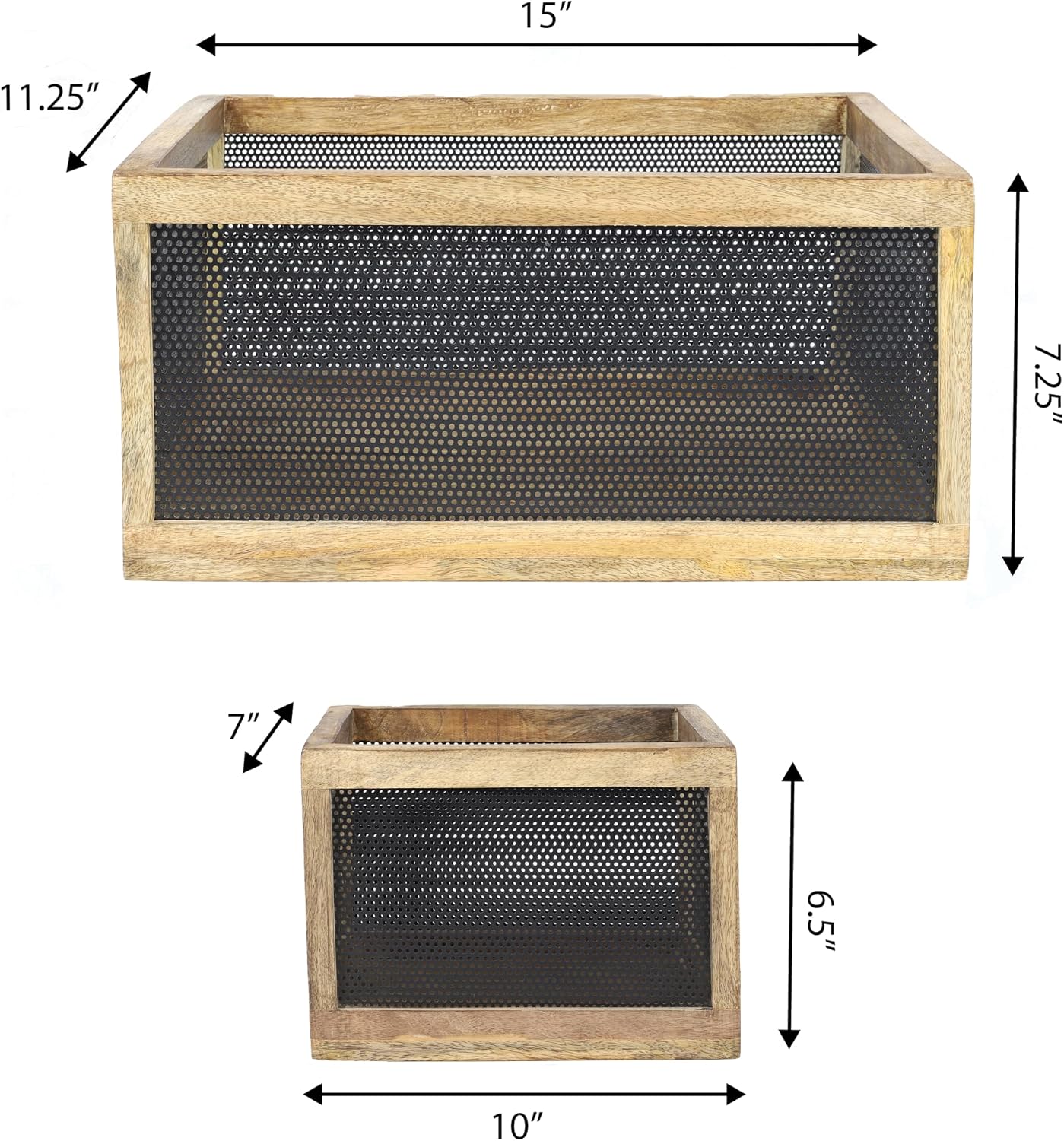 3 Pack Black Natural Mesh Nesting Storage Baskets