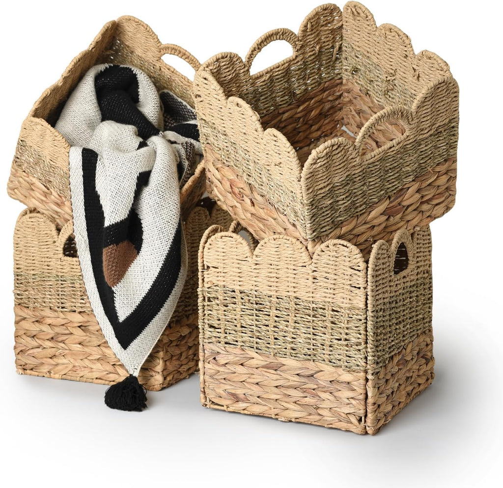 4 Pack 12x12 Scalloped Cube Storage Bins