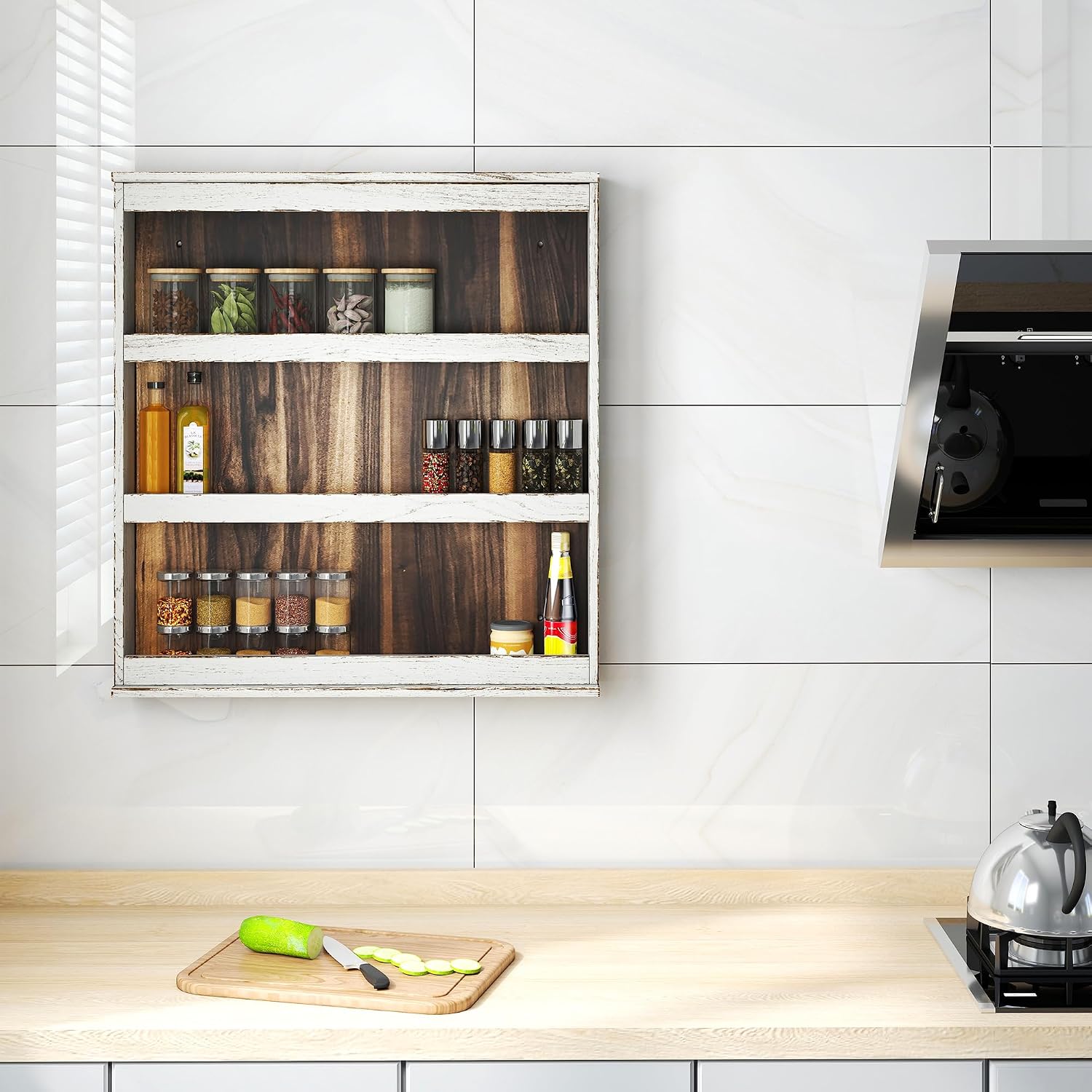 3 Tier Wood Wall Spice Rack