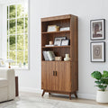 Fluted Walnut Arched Storage Bookcase