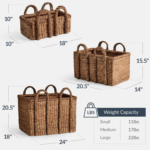 3 Pack Chestnut Chunky Wicker Storage Baskets