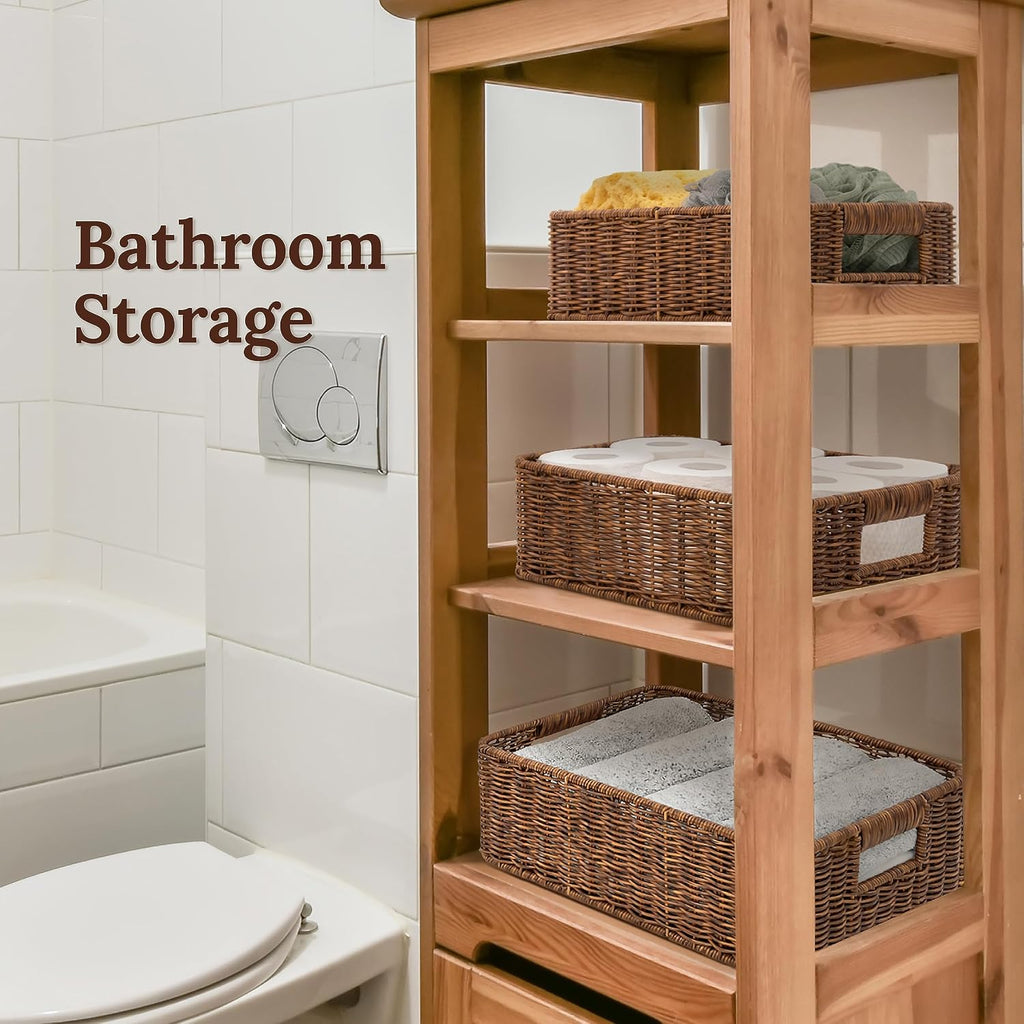 3 Pack Toffee Undershelf Wicker Baskets