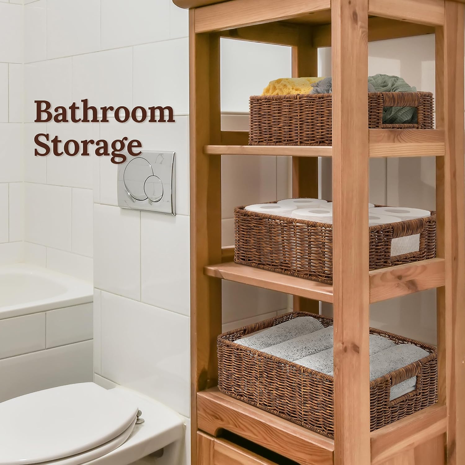 3 Pack Toffee Undershelf Wicker Baskets