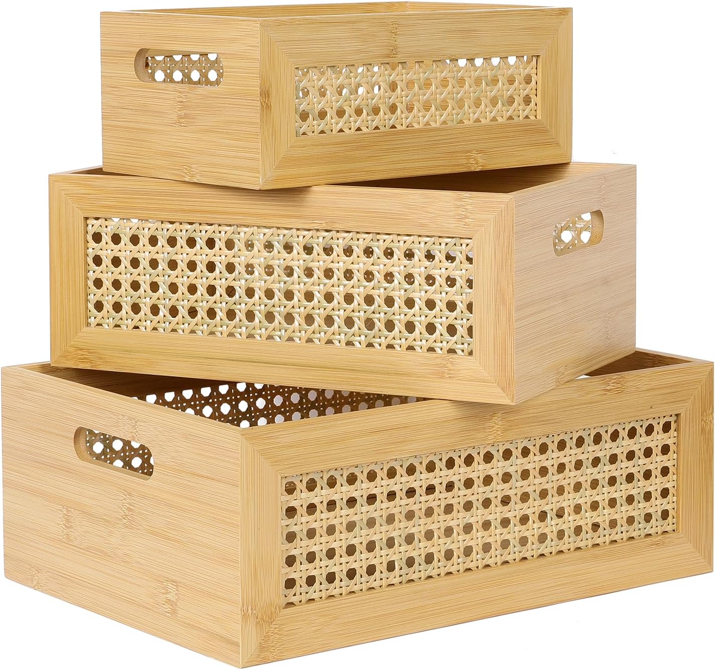3 Pack Rattan Bamboo Nesting Baskets