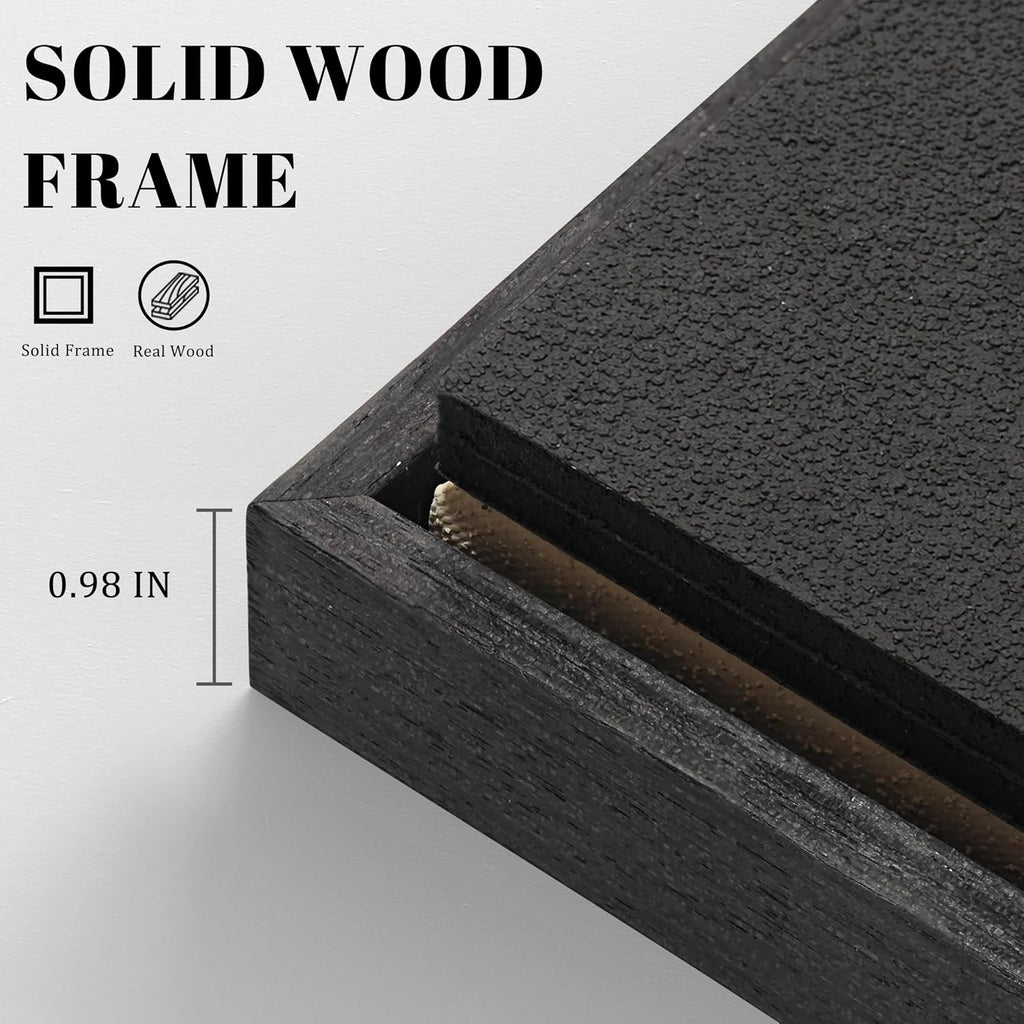 3D Textured Black Beige Vertical Framed Wall Art 20x40 In