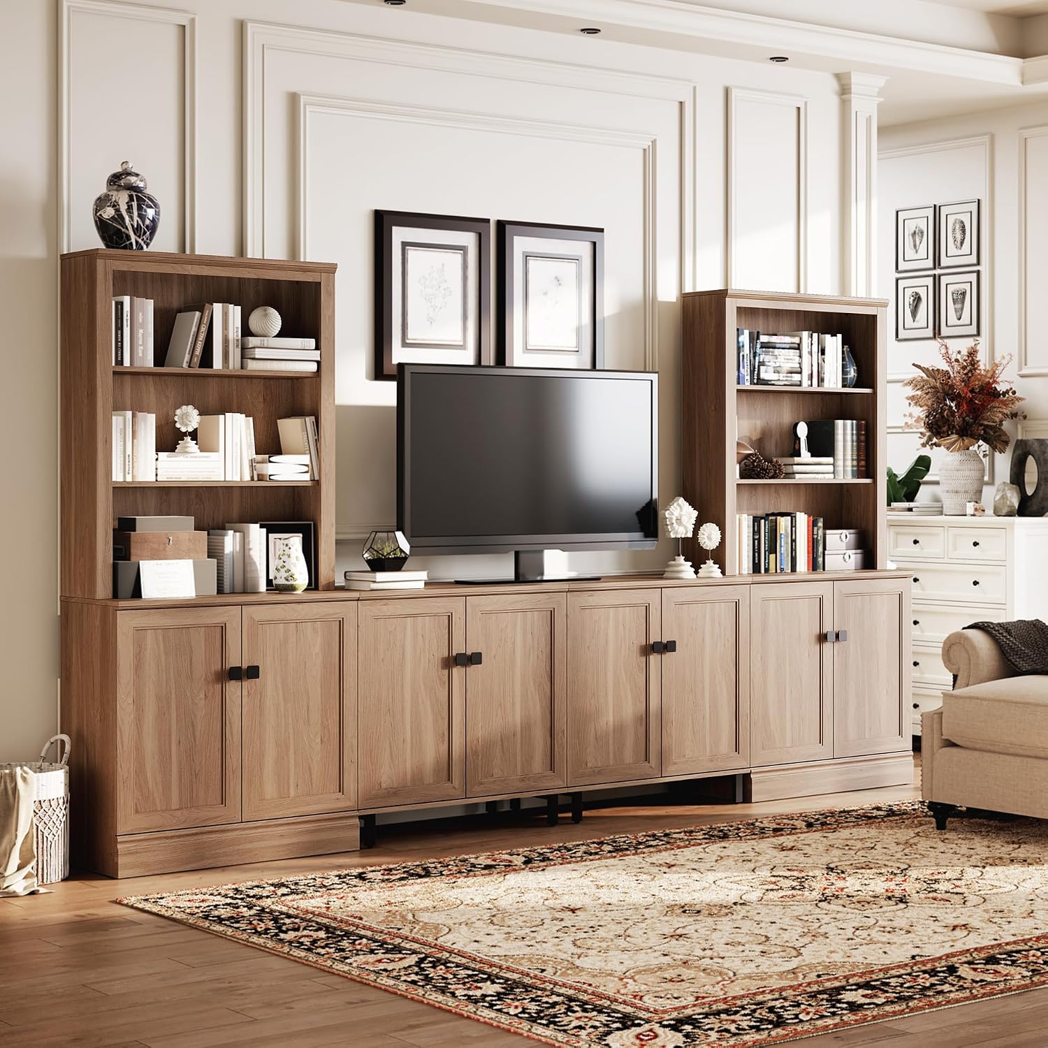 Oak 5-Tier Adjustable Storage Bookcase