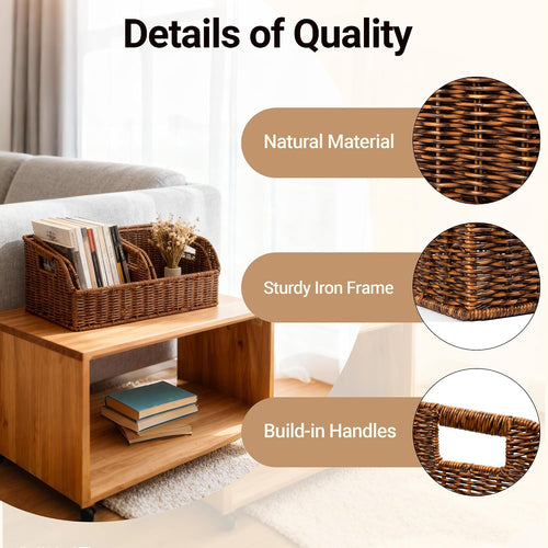 3 Pack Brown Wicker Baskets with Chalkboard