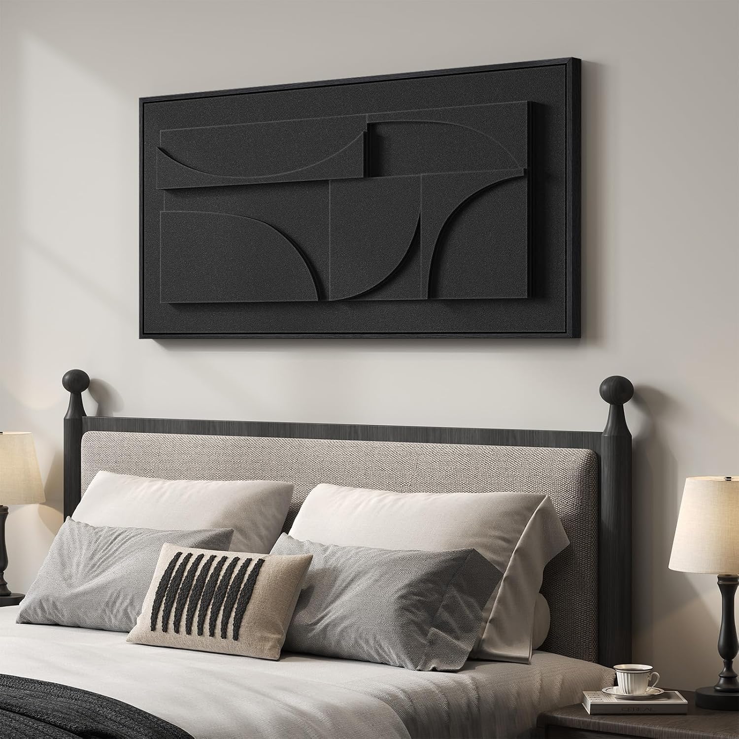Black 3D Textured Framed Wall Art