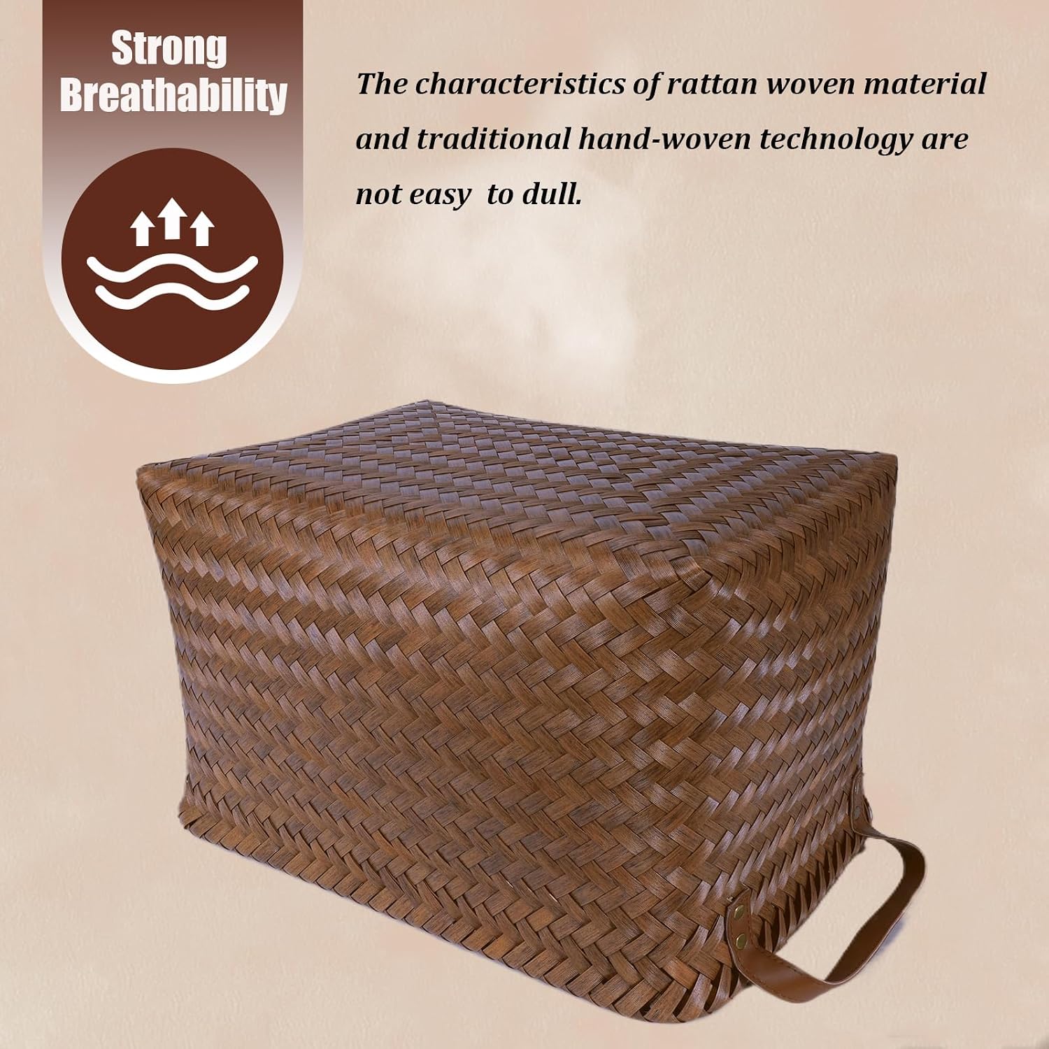4 Pack Large Brown Wicker Laundry Storage Baskets