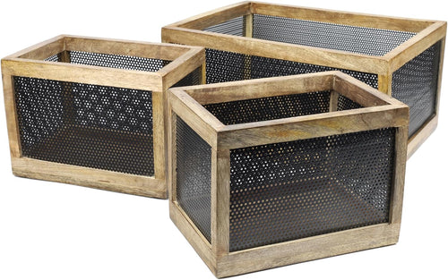 3 Pack Black Natural Mesh Nesting Storage Baskets