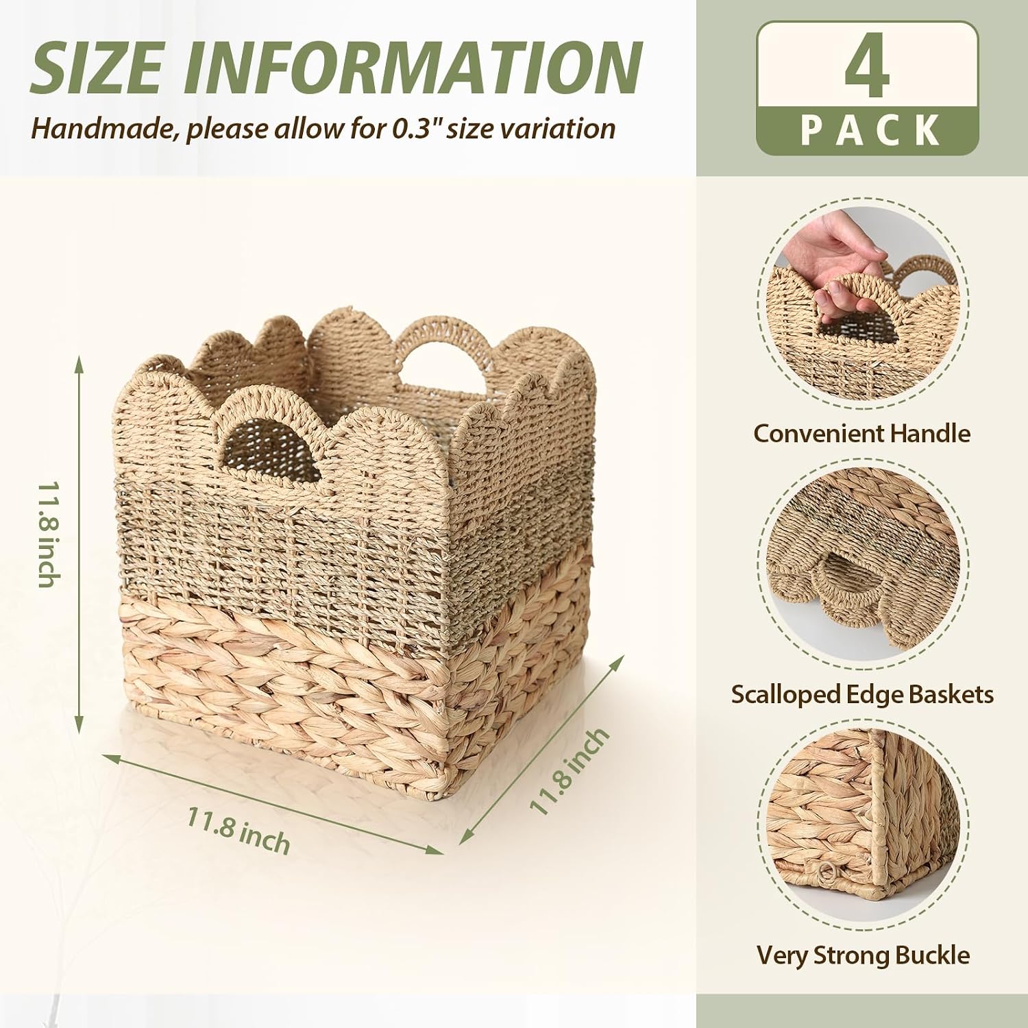 4 Pack 12x12 Scalloped Cube Storage Bins