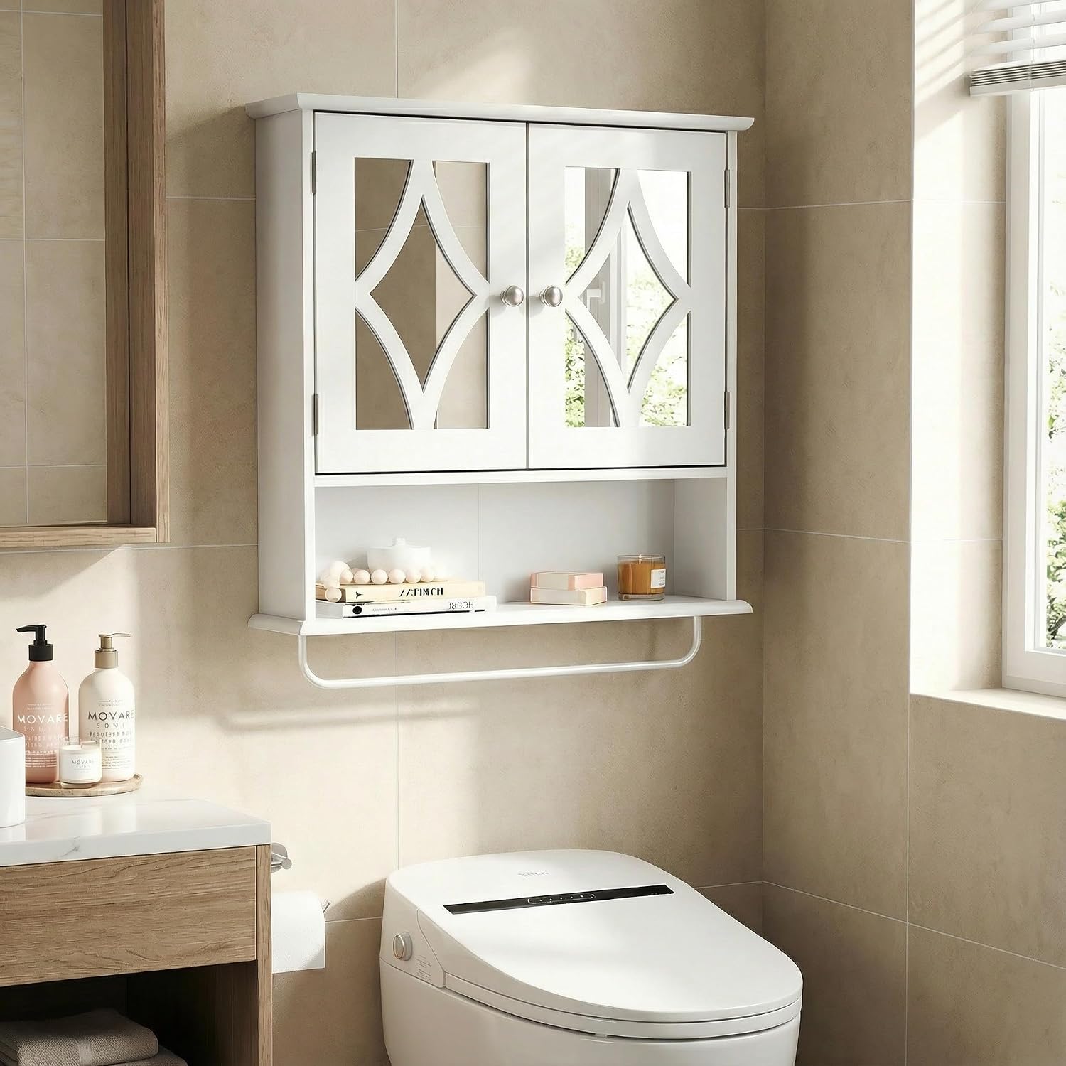 White Mirror Bathroom Wall Cabinet