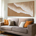 Beige Textured Framed Canvas Wall Art 24x48  Inch