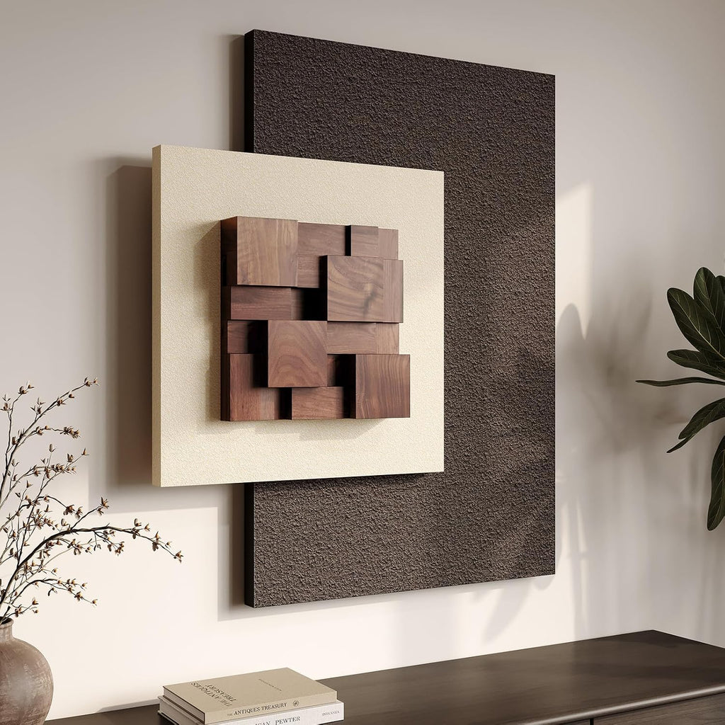 3D Wood Neutral Abstract Wall Art