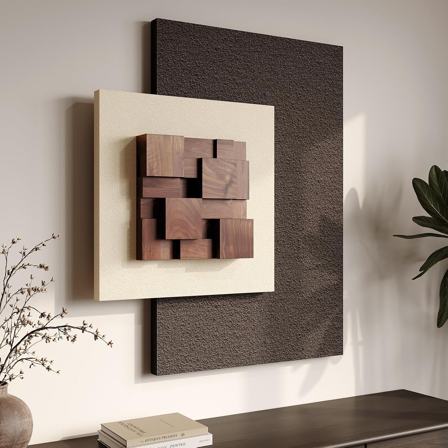 3D Wood Neutral Abstract Wall Art