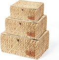 3 Pack Lidded Water Hyacinth Baskets