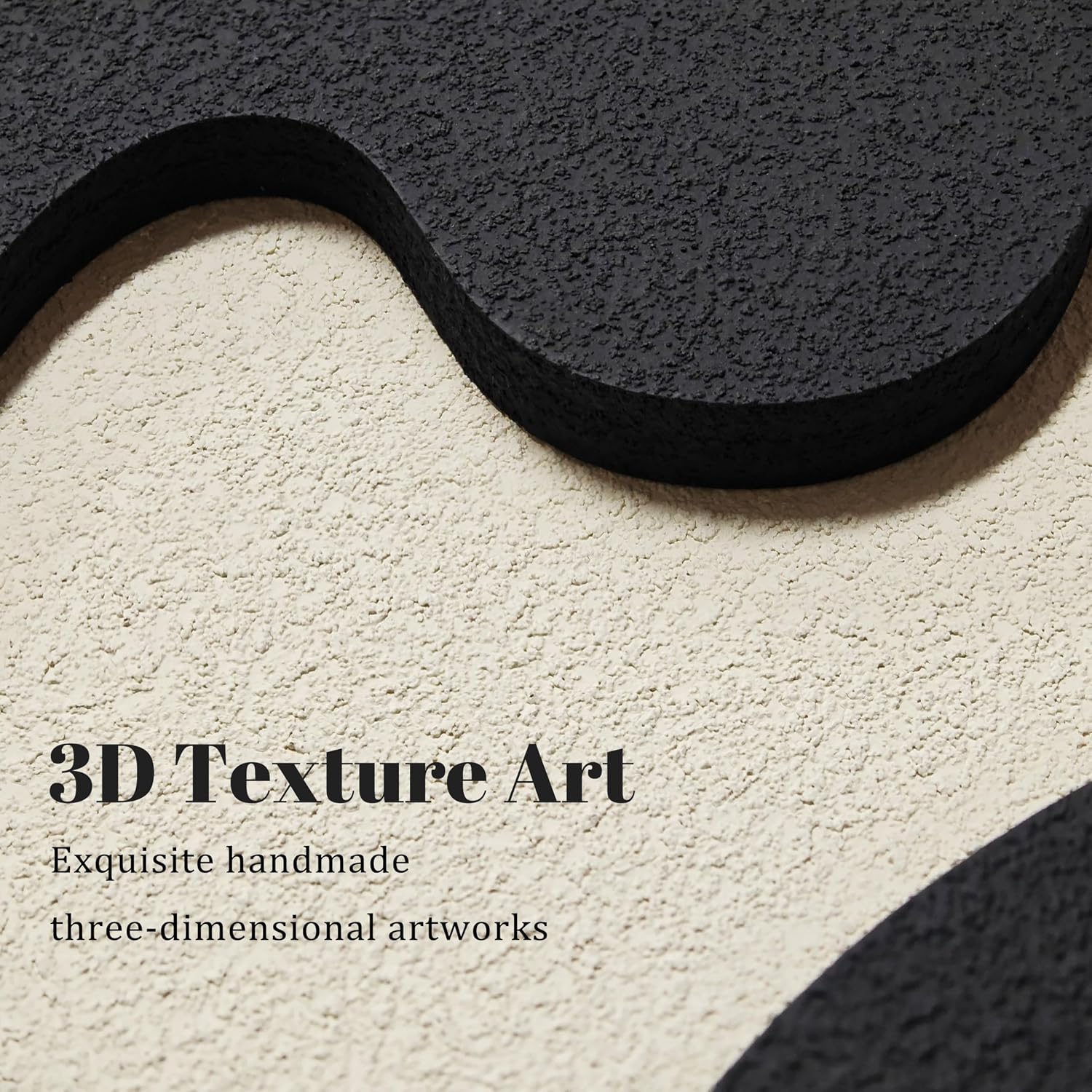 3D Textured Black Beige Vertical Framed Wall Art 20x40 In