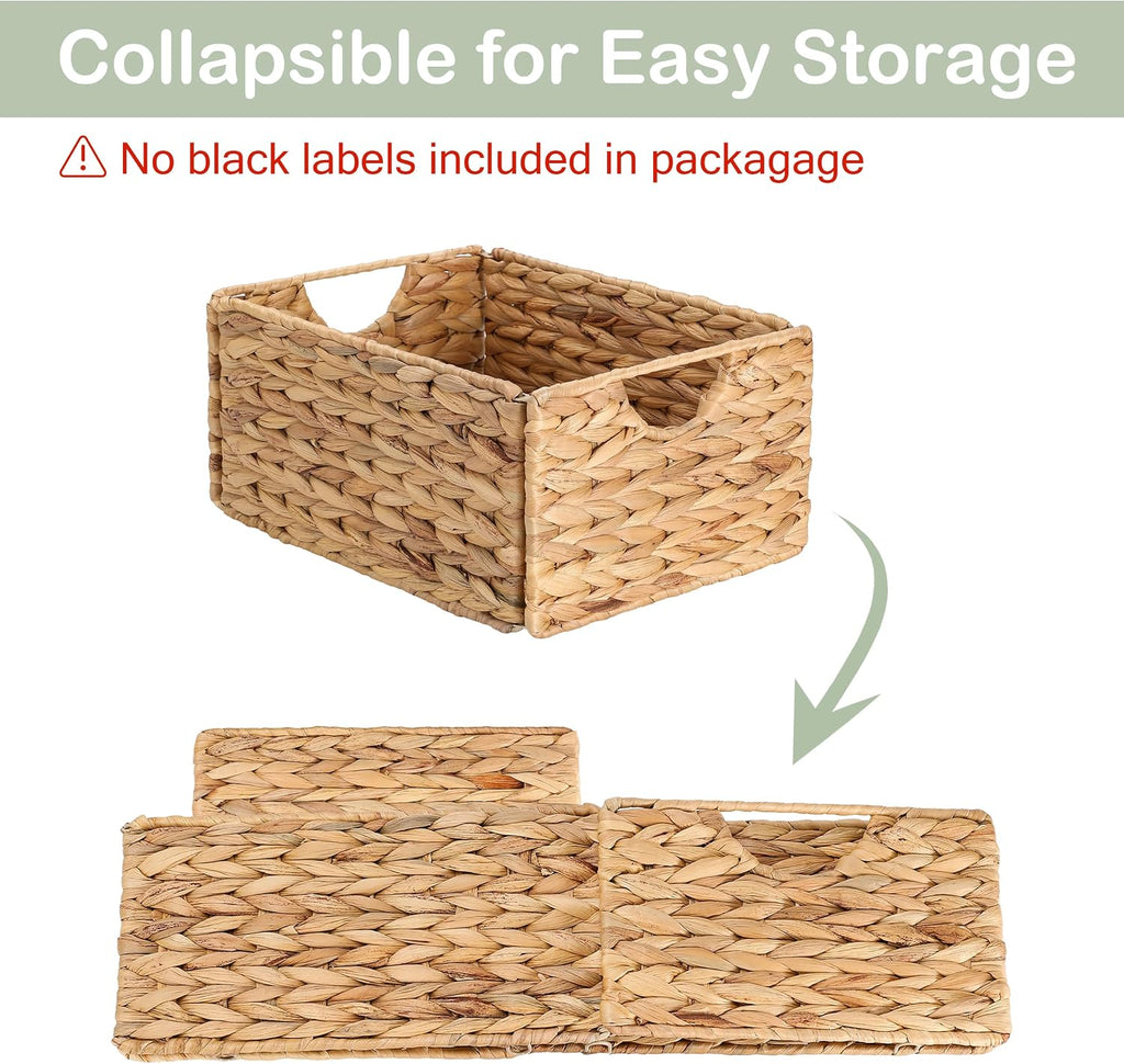 4 Pack Water Hyacinth Pantry Storage Baskets