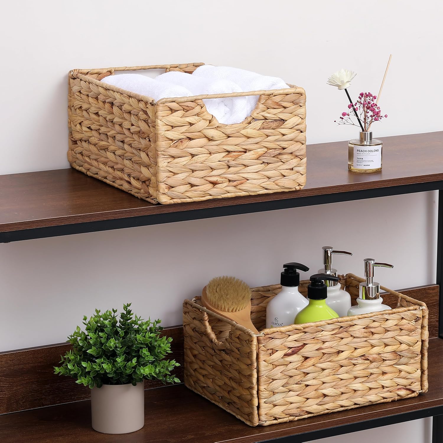 4 Pack Water Hyacinth Pantry Storage Baskets