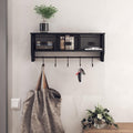 Rustic Blackwash Wood Wall Coat Shelf 24"