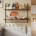 31" Rustic Brown Industrial Pipe Wall Shelf