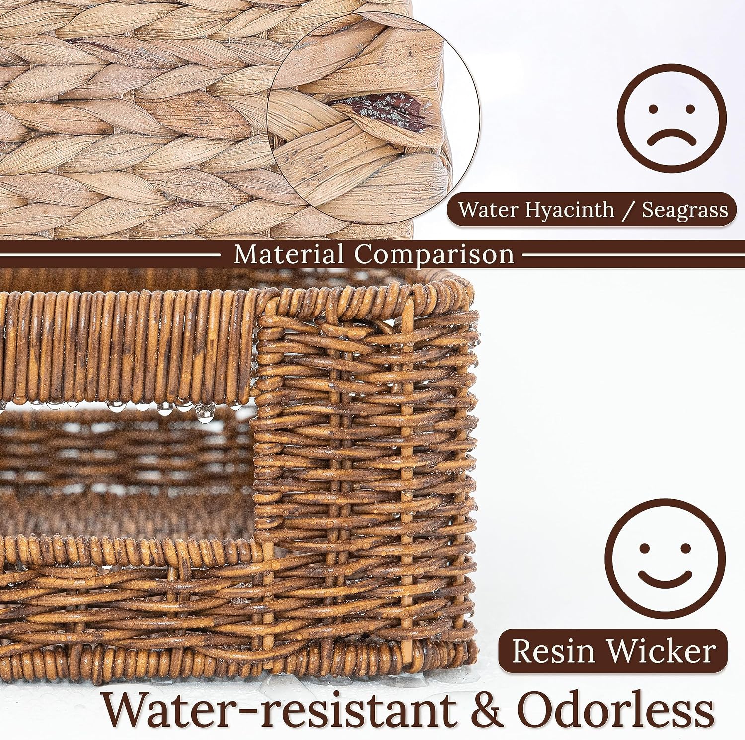 3 Pack Toffee Undershelf Wicker Baskets